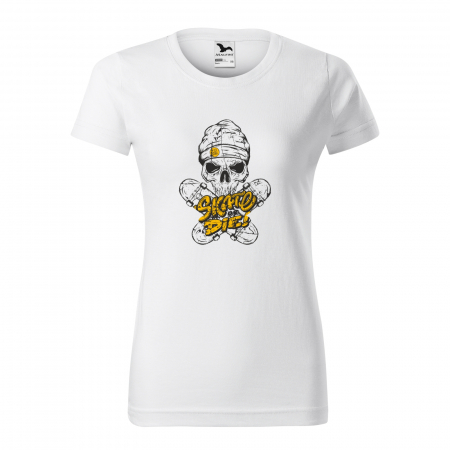 Tricouri skateboard - Tricou, idee de cadou, pentru pasionatii de skateboard, Skull Beanie Skate or Die