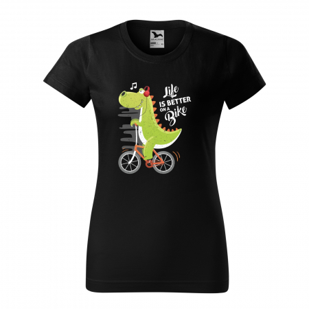 Tricouri biciclisti - Tricou pentru biciclisti pasionati, idee de cadou, Life is Better on a Bike Singing Dinosaur