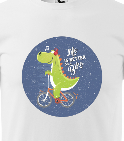 Tricou pentru biciclisti pasionati, idee de cadou, Life is Better on a Bike Singing Dinosaur [1]
