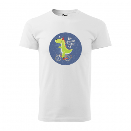 Tricouri biciclisti - Tricou pentru biciclisti pasionati, idee de cadou, Life is Better on a Bike Singing Dinosaur
