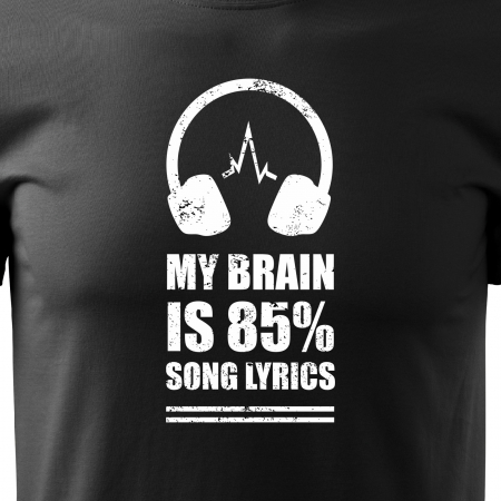 Tricou pentru cei pasionati de muzica, cadoul perfect, My Brain is 85 Percent Song Lyrics [1]