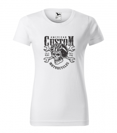 Tricouri motociclisti - Tricou pentru motociclisti, bikeri, American Custom Skull and Wrenches