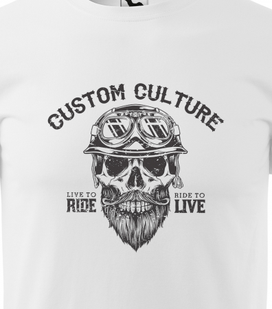 Tricou pentru motociclisti, bikeri, Custom Culture Skull with Beard [1]