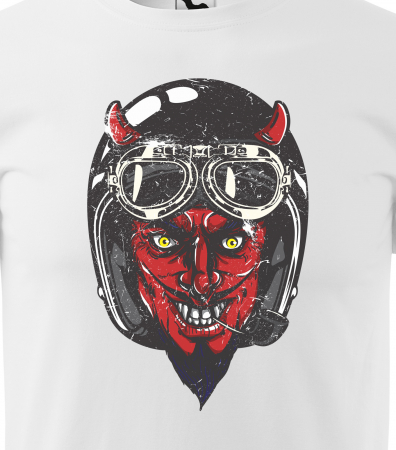 Tricou pentru motociclisti, bikeri, Devil Black Helmet [1]