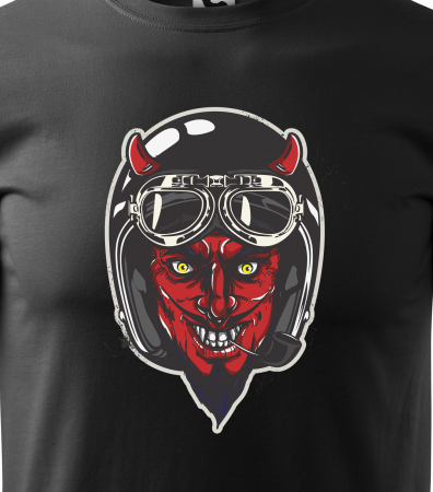 Tricou pentru motociclisti, bikeri, Devil Black Helmet [1]