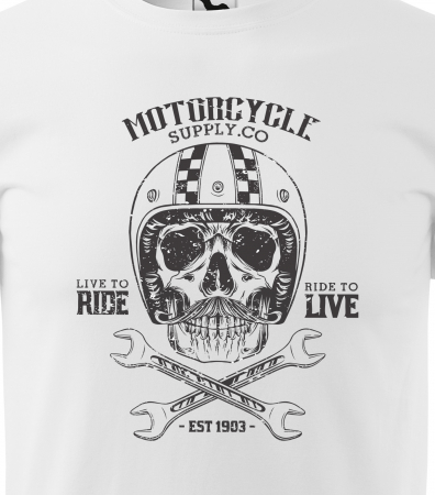 Tricou pentru motociclisti, bikeri, Live to Ride Helmet Skull [1]