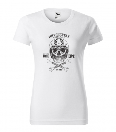 Tricouri motociclisti - Tricou pentru motociclisti, bikeri, Live to Ride Helmet Skull