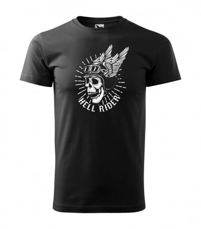 Tricouri motociclisti - Tricou pentru motociclisti, bikeri, Skull Hell Rider Wings