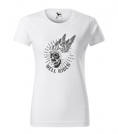 Tricouri motociclisti - Tricou pentru motociclisti, bikeri, Skull Hell Rider Wings