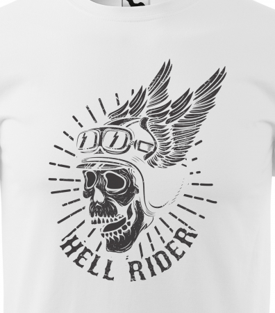 Tricou pentru motociclisti, bikeri, Skull Hell Rider Wings [1]