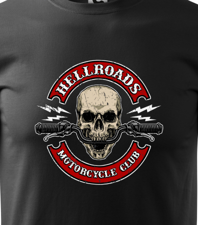 Tricou pentru motociclisti, bikeri, Skull Hellroads [1]