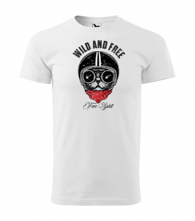 Tricouri motociclisti - Tricou pentru motociclisti, bikeri, Wild and Free Cat