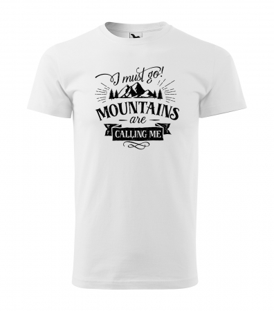 Tricouri drumetii - REDUCERE! Tricou de bărbati, marimea S (alb) pentru pasionatii de drumetii/aventura, The Mountains Are Calling
