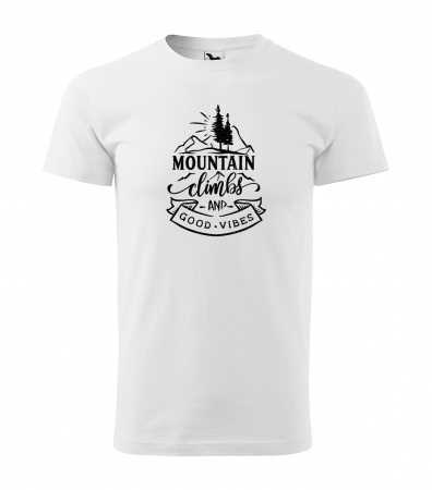 Tricouri drumetii - Tricou pentru pasionatii de drumetii/aventura, idee de cadou, Mountain Climbs And Good Vibes