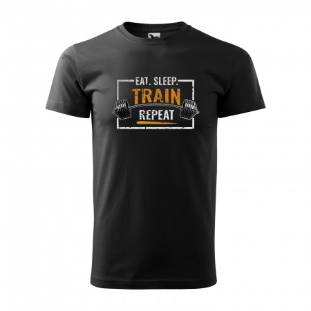 Tricouri sport/fitness - Tricou pentru pasionatii de fitness/sala de forta, Eat Sleep Train Repeat