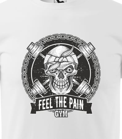 Tricou pentru pasionatii de fitness/sala de forta, Feel The Pain GYM Skull [1]