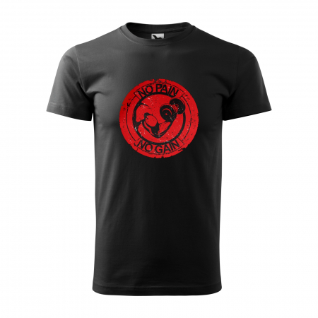 Tricouri sport/fitness - Tricou pentru pasionatii de fitness/sala de forta, No Pain No Gain Arm Red Point