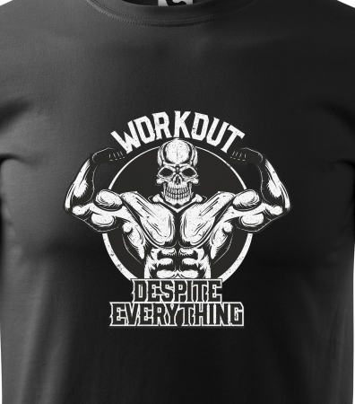 REDUCERE! Tricou de bărbati, marimea M (negru) pentru pasionatii de fitness/sala de forta, Workout Despite Everything [1]