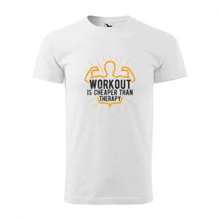 Tricouri sport/fitness - Tricou pentru pasionatii de fitness/sala de forta, Workout is Cheaper than Therapy
