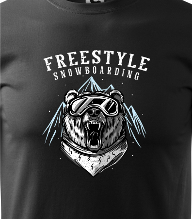 Tricou pentru pasionatii de snowboard, cadoul perfect, Freestyle Snowboarding Bear [1]