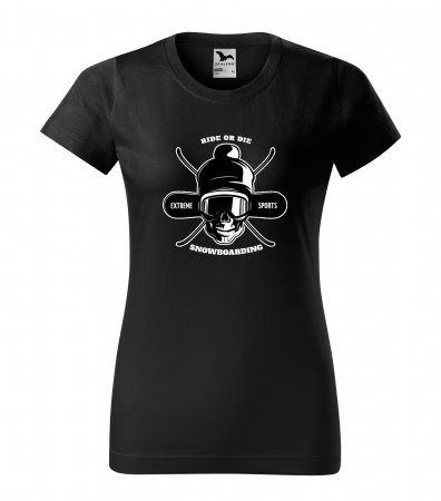 Tricouri snowboard - Tricou pentru pasionatii de snowboard, cadoul perfect, Ride or Die Skull Extreme Sports