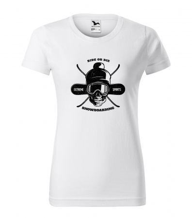 Tricouri snowboard - Tricou pentru pasionatii de snowboard, cadoul perfect, Ride or Die Skull Extreme Sports