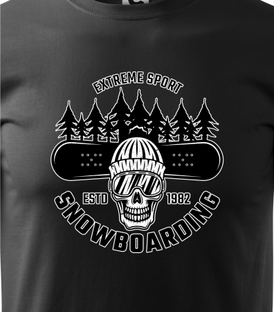 Tricou pentru pasionatii de snowboard, cadoul perfect, Skull Rider in the Mountains [1]