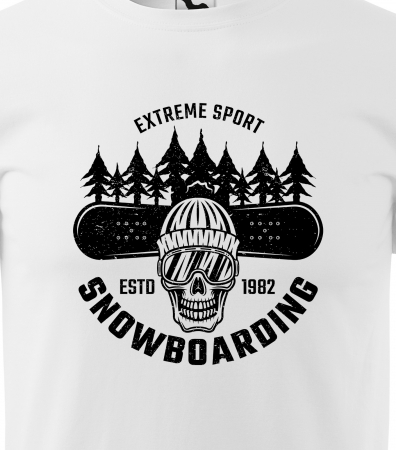 Tricou pentru pasionatii de snowboard, cadoul perfect, Skull Rider in the Mountains [1]