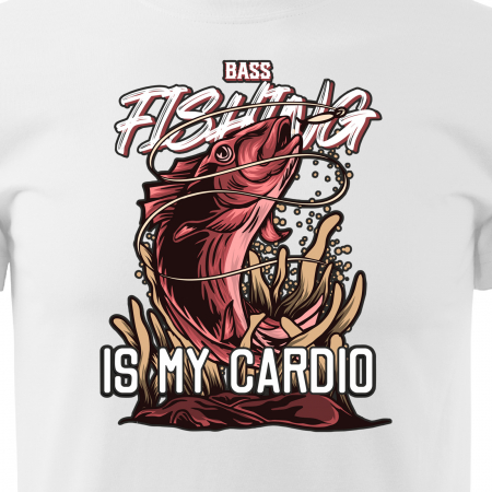 Tricou pentru pescarii amatori si profesionisti, idee de cadou, Bass Fishing Is My Cardio [1]