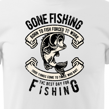 Tricou pentru pescarii amatori si profesionisti, idee de cadou, Born To Fish, Forced To Work [1]