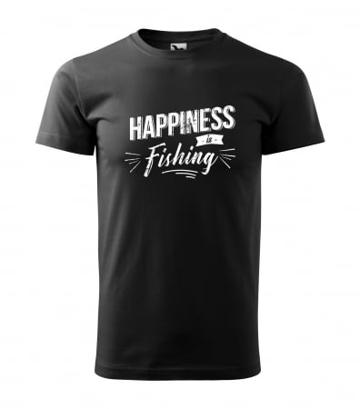 Tricouri pescari - Tricou pentru pescarii amatori si profesionisti, idee de cadou, Happiness Is Fishing