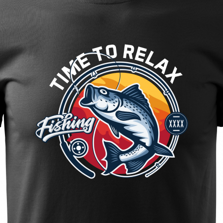 Tricou pentru pescarii amatori si profesionisti, idee de cadou, Time To Relax Fishing [1]