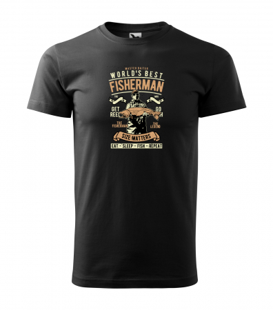 Tricouri pescari - Tricou pentru pescarii amatori si profesionisti, idee de cadou, World Best Fisherman. Size Matters