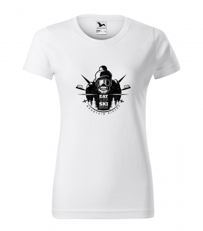 Tricouri ski - Tricou pentru schiori, cadoul perfect, Eat Sleep Ski Repeat Skull