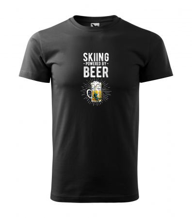 Tricouri sporturi de iarna - Tricou pentru schiori, cadoul perfect, Skiing Powered by Beer