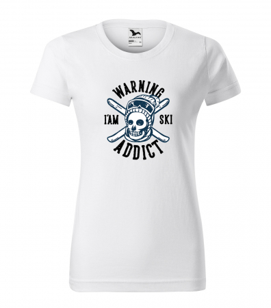 Tricouri ski - Tricou pentru schiori, cadoul perfect, Warning I Am Ski Addicted
