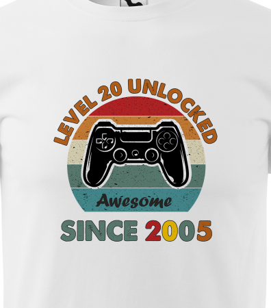 Tricou personalizat 20 ani, AWESOME level unlocked [1]