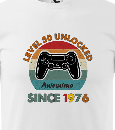 Tricou personalizat 50 ani, AWESOME level unlocked [1]