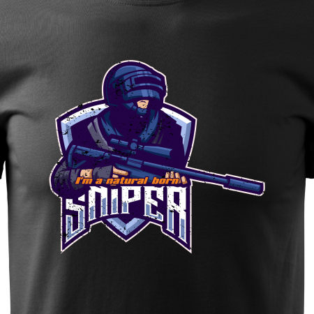 Tricou personalizat pentru cei pasionati de gaming, cadoul perfect, Natural Born Sniper [1]