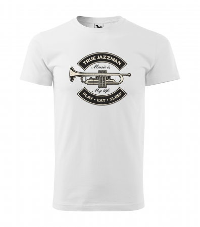 Tricouri music is life - Tricou personalizat pentru cei pasionati de muzica, cadoul perfect, True Jazz Man - Play, Eat, Sleep