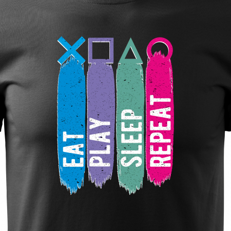 Tricou personalizat pentru gameri, cadoul perfect, Eat Play Sleep Repeat [1]