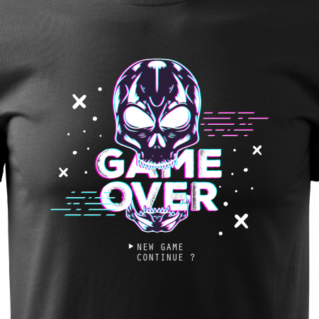 Tricou personalizat pentru gameri, cadoul perfect, Game Over - New Game - Continue [1]