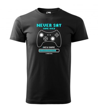 Tricouri gameri - REDUCERE! Tricou de bărbati, marimea XL (negru) pentru gameri, Never Say Game Over