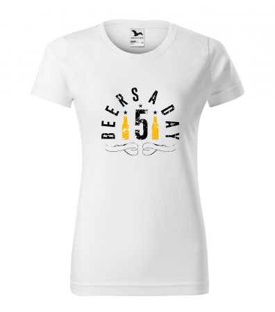 Mesaje petrecere - Tricou personalizat pentru petrecareti, cadoul perfect, 5 Beers a Day