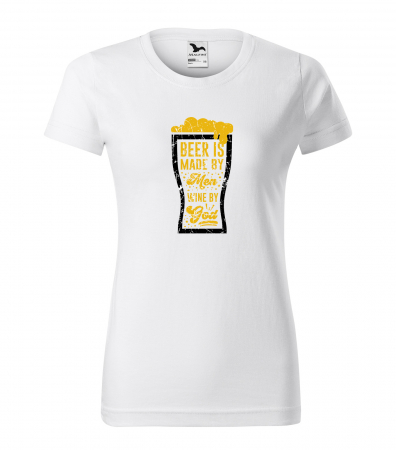 Mesaje petrecere - Tricou personalizat pentru petrecareti, cadoul perfect, Beer is Made by Men, Wine by God