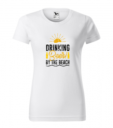 Mesaje petrecere - Tricou personalizat pentru petrecareti, cadoul perfect, Drinking Beer By The Beach
