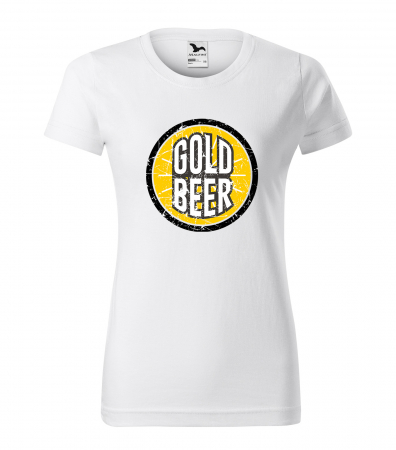 Mesaje petrecere - Tricou personalizat pentru petrecareti, cadoul perfect, GOLD Beer