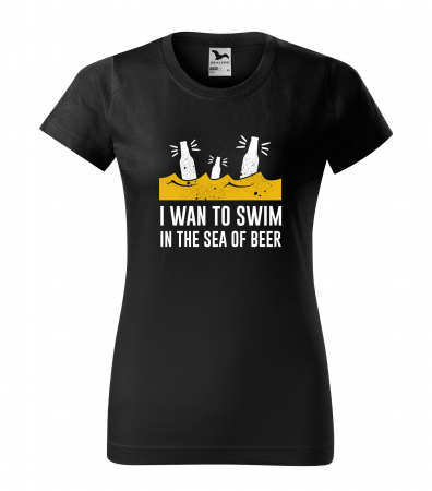 Mesaje petrecere - Tricou personalizat pentru petrecareti, cadoul perfect, I Want to Swim in The Sea of Beer
