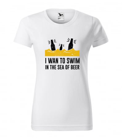Mesaje petrecere - Tricou personalizat pentru petrecareti, cadoul perfect, I Want to Swim in The Sea of Beer