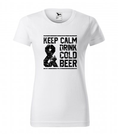 Mesaje petrecere - Tricou personalizat pentru petrecareti, cadoul perfect, Keep Calm And Drink Cold Beer